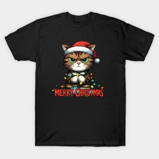 Whiskers Wonderland: Festive Feline Cartoons for Purr-fect Holiday Cheer! T-Shirt